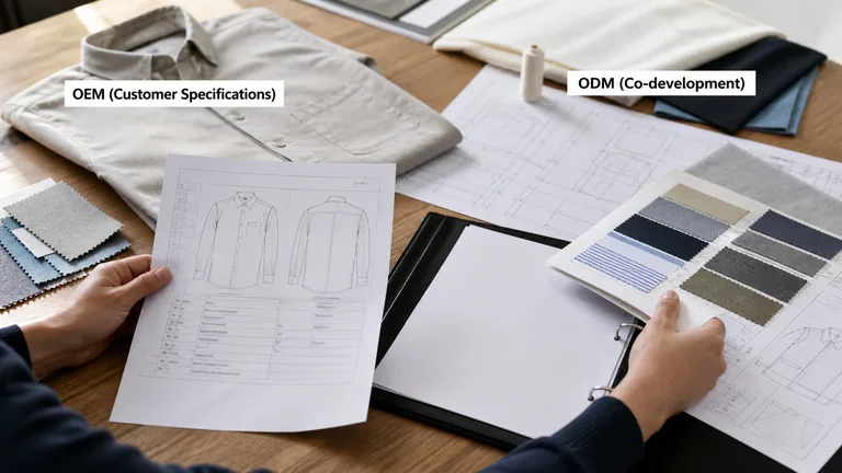 Shirt tech pack, pattern pieces and sample revision notes