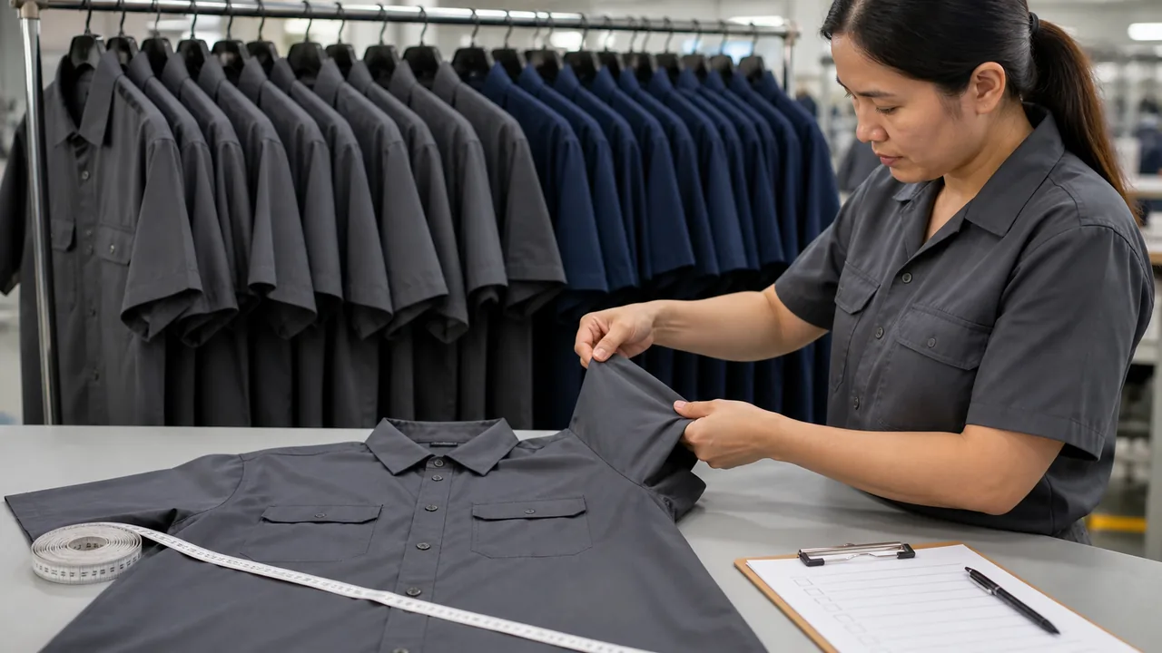 Corporate work shirts, logo artwork and a size-check worksheet