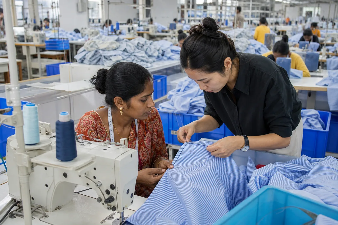 Buyer audit checklist on a shirt factory production floor
