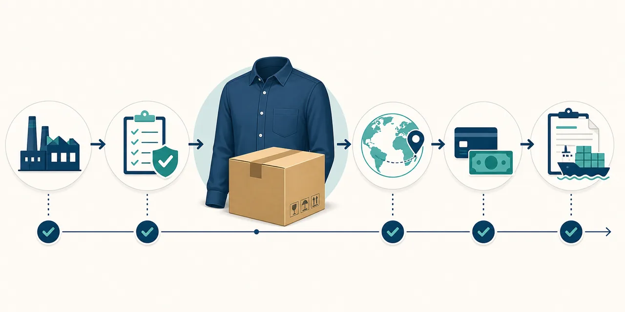 Export certification documents, Incoterm notes and shirt packing records