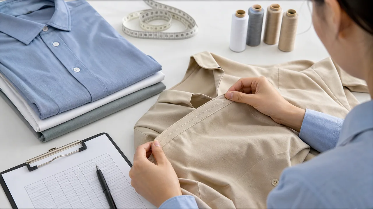 Shirt production line with fabric inspection and finished-garment quality records