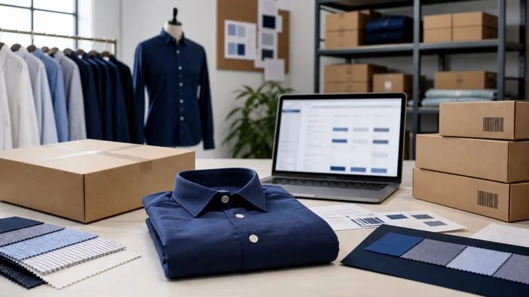 Private-label shirt cartons, barcode labels and a shipment checklist